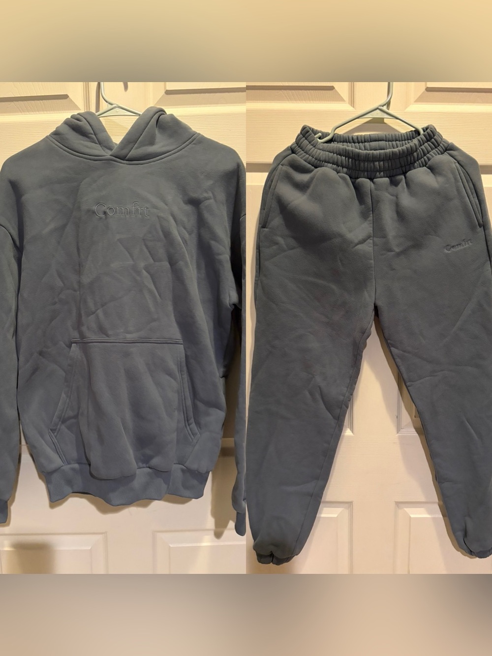 Comfrt Women’s Oversized Sweatshirt and Jogger Set - Slate Blue Gray